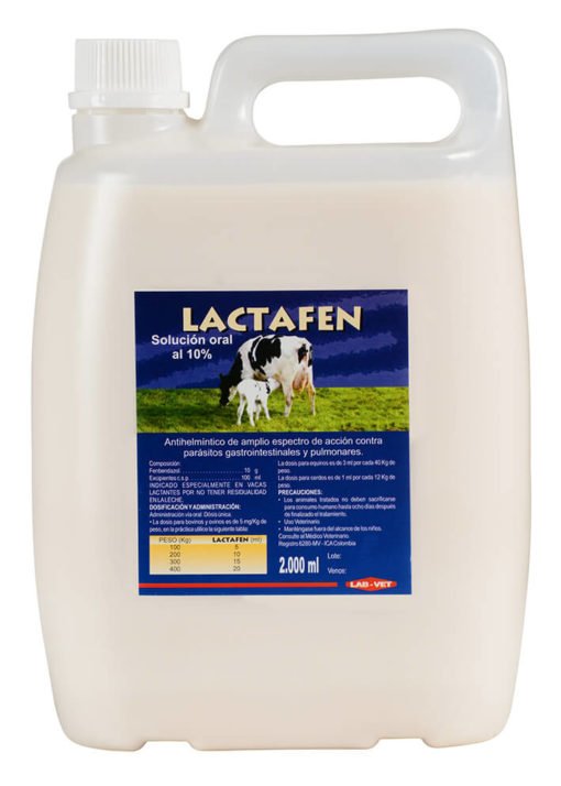 Lactafen antiparasitario para bovinos, ovinos, equinos y cerdos